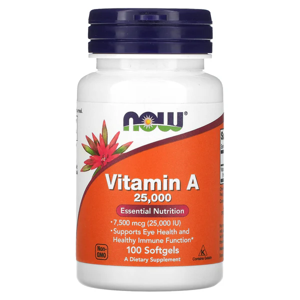 NOW Foods Vitamin A, 25,000IU 100 Softgels