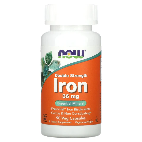 NOW Foods Iron, 90 VCaps 36mg