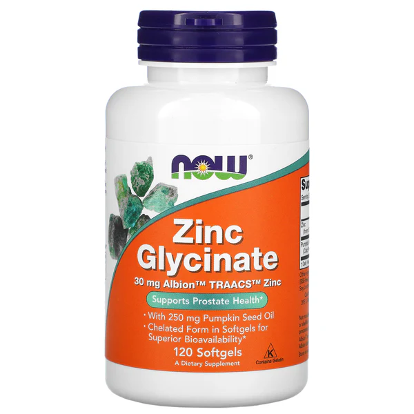 NOW Foods Zinc Glycinate, 120 SOFTGELS