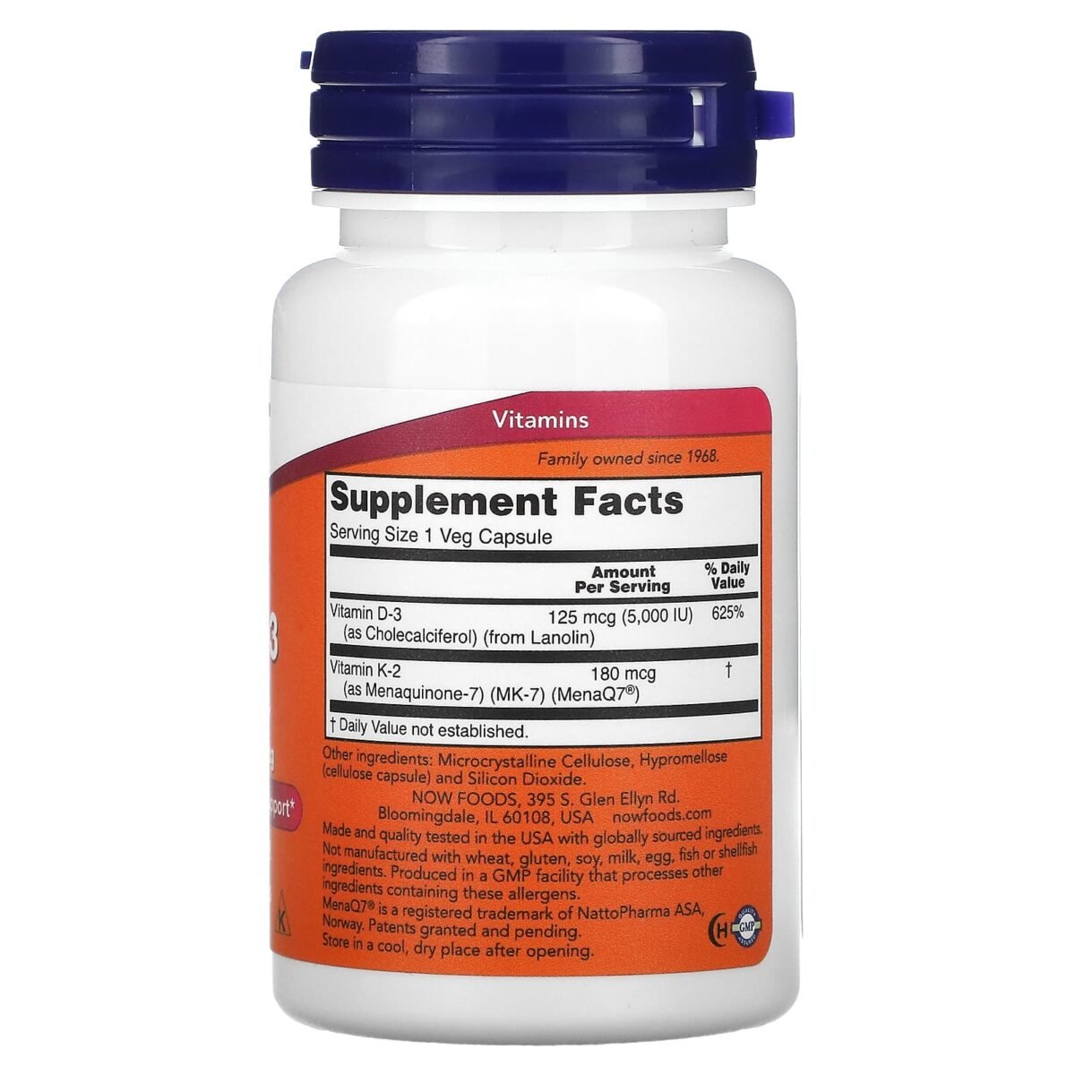 Now Foods, Mega D-3 & Mk-7, 60 Vegetarian Capsules